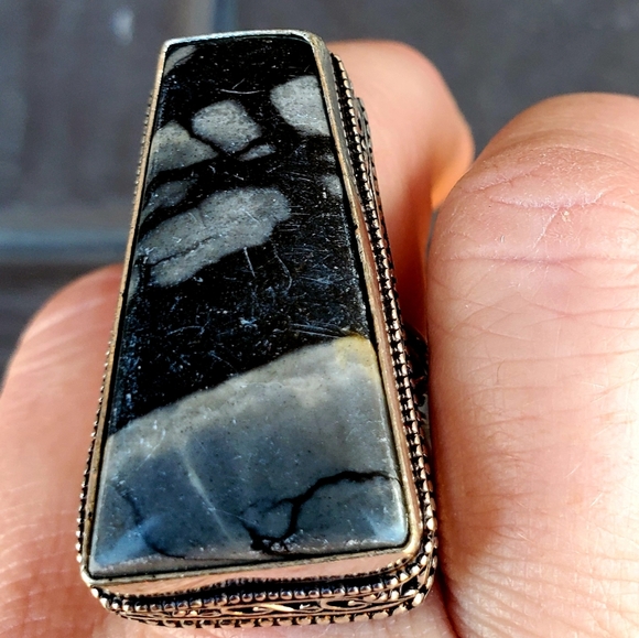New Oversized Picasso Jasper 925 Silver Ring. - Picture 8 of 16